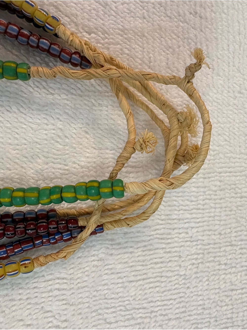 Multicolor Seed Bead Layered Necklace - Green, Yellow, Maroon - Picture 4 of 4